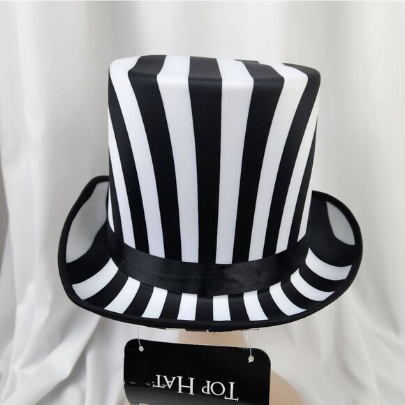 ?️NWT Black & White Striped Unisex Top Hat main image 11